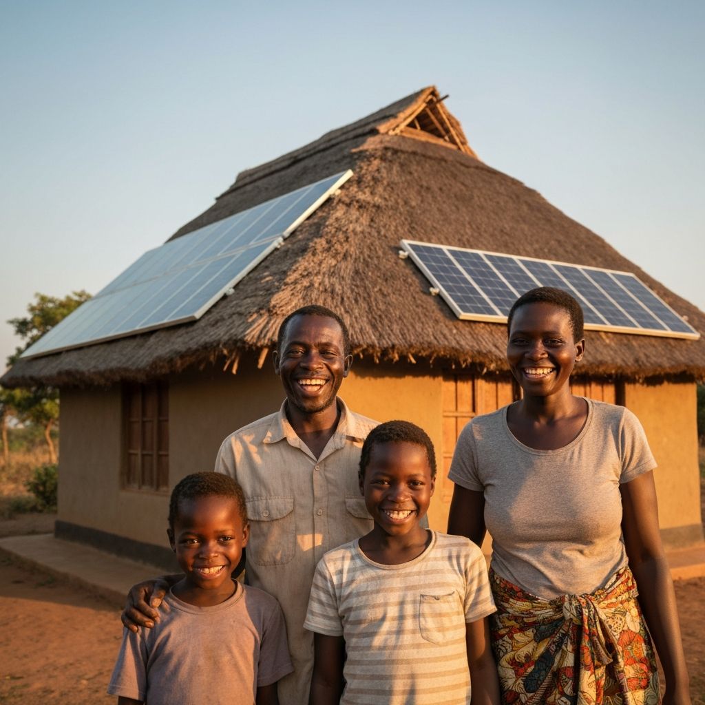 Family enjoying solar powered home